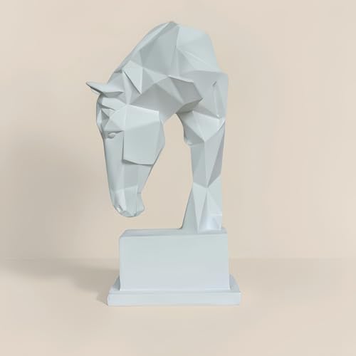 Escultura Moderna Cabeza de Caballo Geométrica en Resina