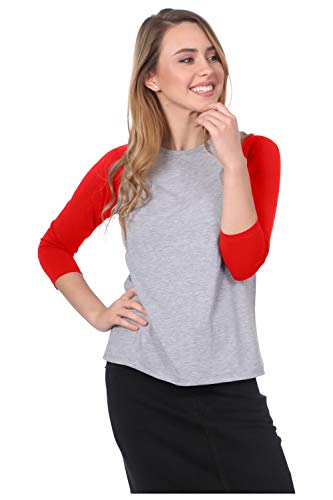Kosher Casual Women's Modest Baseball Tee 3-4 Sleeve Raglan Top in Cotton +