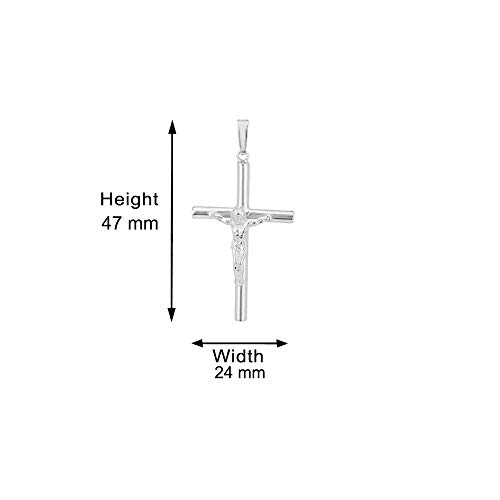 Vanbelle Rhodium Plated 925 Sterling Silver Crucifix Hollow Cross Pendant Necklace For Men And Women #TOP1