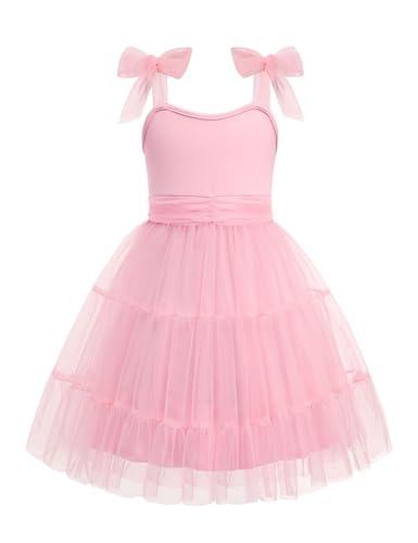 Arshiner Girls Dresses Summer Sleeveless Bow-Tie Straps Formal Fancy Party Birthday Tulle Dress