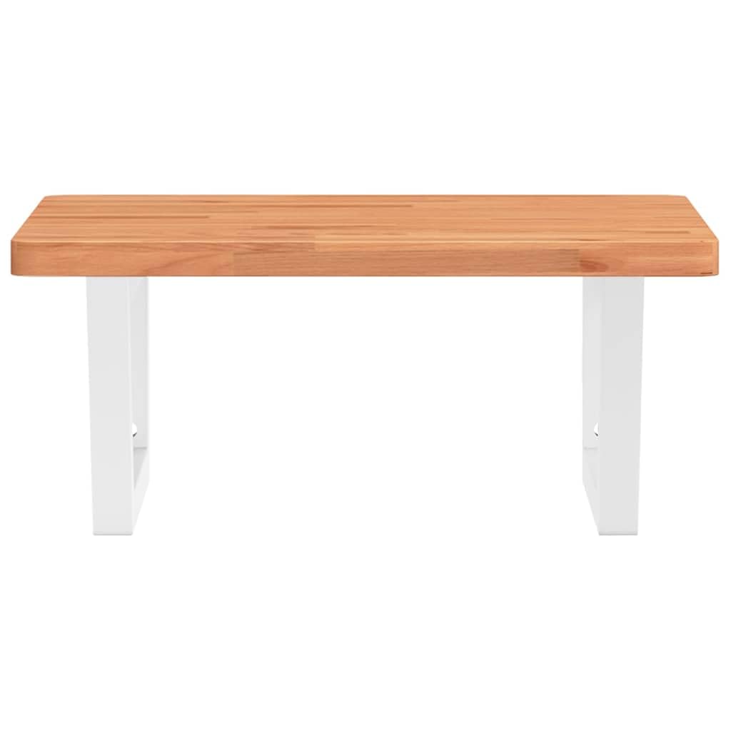 Mensola per lavabo da parete, in acciaio e legno massiccio di faggio, 50 x 50 x 2,5 cm, ripiano sospeso per bagno, salvaspazio e robusto