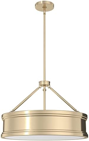 Hunter - Capshaw 5-Light Alturas Gold, Large Pendant Light, Dimmable, Formal Style, Drum Shaped, for Bedrooms, Kitchens, Dining, Living Rooms - 19611