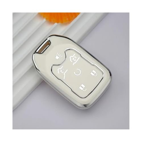 Coque de clé Chevrolet en TPU blanc à 6 boutons pour Silverado et Tahoe