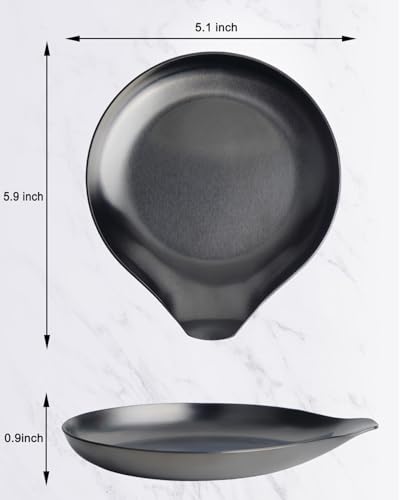 Image of VanlonPro Stainless Steel Spoon Rest, Spatula Ladle Holder, Stainless Steel Utensil Spoon Rest Holder, Brushed Finish, Dishwasher Safe 5.9 x 5.1 Inch (Round Black 1PC)