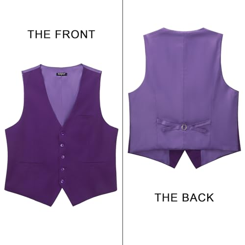 Image of Enlision Men's Suit Vest Business Formal Dress Waistcoat Solid Color Vest for Suit or Tuxedo