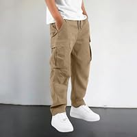 ZGTWHZY Boys Back To School Clothes,Boys Cargo Pants Kids Youth Baggy Casual Elastic Waist Hiking Pant Jogger Slacks Uniform Combat Work Trousers For 5-16 Years School Clothes,Khaki,150=11-12 Years — image 2