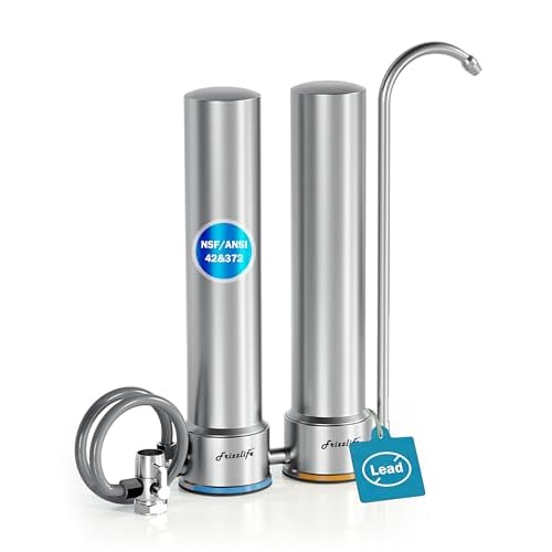 Frizzlife DS99 Countertop Water Filter System, NSF 42&372 Certified 8-Stage Stainless Steel Water Filter for Sink Faucet, 0.5 Micron Filter Reduces 99.99% Lead, Chlorine, Heavy Metals, Bad T