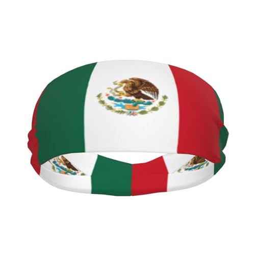 Flag of Mexico Sports Sweatband Head Bands for Women Men - Moisture-Wicking Non-Slip Headband for Running Yoga Workout Fitness and Gym