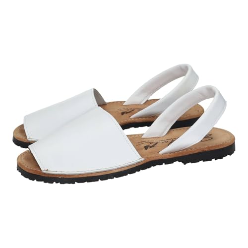 MADE IN SPAIN 969 Menorquinas DE Piel Mujer Sandalias Blanco 39