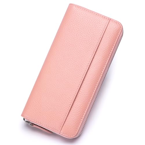 Image of RFID Blocking Womens Zipper Wallet Leather Large Capacity Billfold Clutch Zip Around Wallets for Women