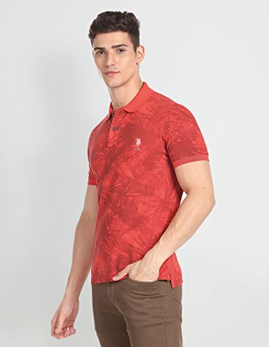 Image of U.S. Polo ASSN. Printed Slim Fit Polo T Shirts for Men - 100% Cotton, Half Sleeves Mens Tshirt