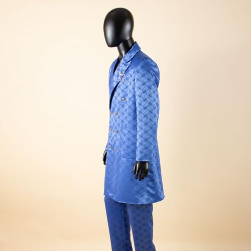 Men’s Plaid 2 Piece Suit Double Breasted Slim Fit Tuxedo Blazer Dress Business Wedding Party Jacket & Pants4