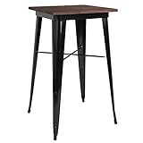 Taille de la base : 66 cm Flash Furniture Meubles Flash Tables de Restaurant colorées en métal/Bois, d\'orme, Acier galvanisé, Caoutchouc, Noir, 106,68 cm (42\