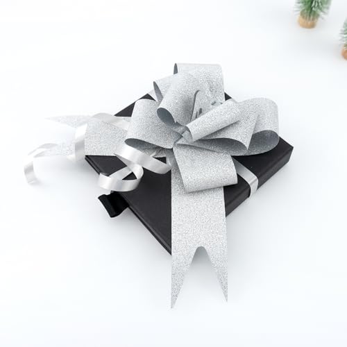 Qiuyan 40 PCS Mini Xmas Gift Wrapping Pull Bows, Decorative Pull Ribbon Bows for Christmas New Year Valentine's Day Birthday Present Hampers Wedding Car Decoration Bow - 4 Colors - Image 3