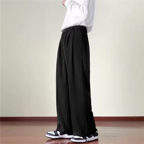 Men Brown Black Suit Pants Fashion Social Dress Pants Korean Loose Straight Wide Leg Office Formal Trousers4