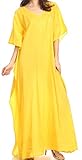 sakkas 1901 - favi womens casual long maxi dress caftan cover up loungewear in rayon - giallo - os