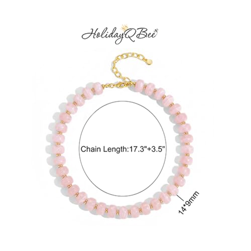 Beaded necklace for Women Boho Bead Gemstone Chunky Necklace Big Bead Necklace Fashion Trendy Summer Necklaces Jewelry Gifts — view 6