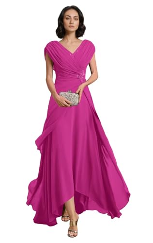 Laces Applique Mother of The Bride Dresses Chiffon Cap Sleeves Ruffle Mother of The Bride Gown W14