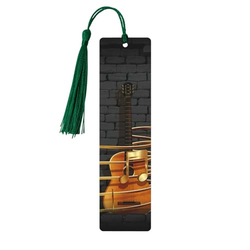 Note ギタープリント タッセル付き木製ブックマーク 5個 読書ページマーカー ブックマーク 男性女性へのギフトに
