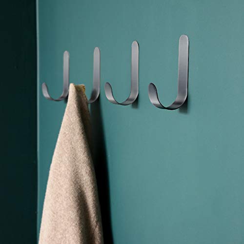 Adhesive Hooks Wall Key Hooks Holder Stainless Steel Key Hangers for Wall Small Gadgets Organizer for Entryway Kitchen Bathroom Door - 8 Pack