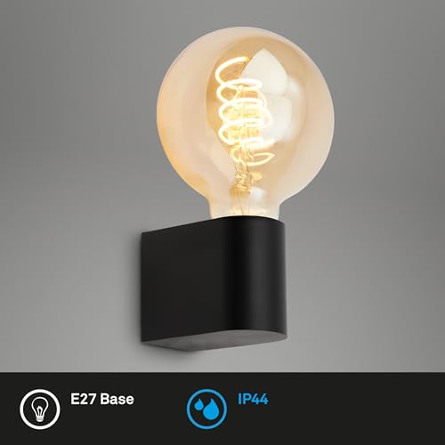 BRILONER - Spiegelleuchte Bad IP44 Spritzwasserschutz, E27 max. 10W, Wandmontage, Badezimmerlampe, Spiegellampe Bad, Lampe Badezimmer, Badlampe Wand, Wandlampe Badezimmer, 4,5 x 8 x 9,5cm, Schwarz