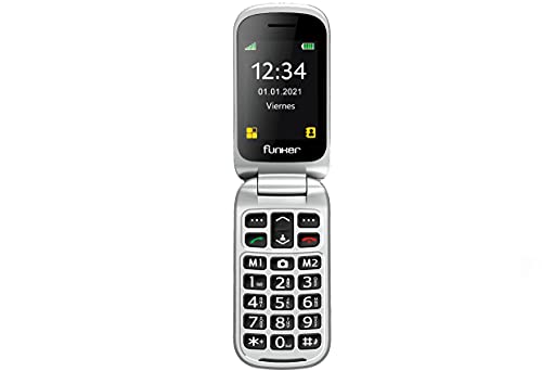 Telefono-Movil-Funker-C85-Easy-Comfort-Rojo-con-Tapa-para-Personas-Mayores-con-boton-SOS-y-Base-cargadora