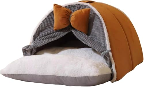 Qfmr 猫 ベット 犬用ベッド ペット ベッド 猫 ベッド ドーム型 暖簾付き ペットベッド 厚手 暖かい 猫ハウス 洗える クッション付き ペットハウス おしゃれ 可愛い 小型犬ベッド 防寒保温 猫こたつ ネコ寝床 猫の家 居心地良い 犬猫兼用 寒さ対