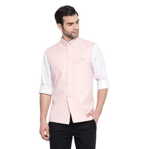 Veste Nehru coton homme vêtement ethnique décontracté chic rose S