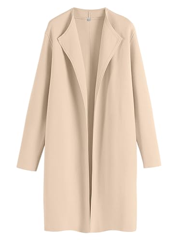 ANRABESS Women's Long Cardigans Sweater 2025 Fall Dressy Casual Lapel Knit Warm Trench Coatigan Oversized Blazer Jacket Coat Apricot Medium