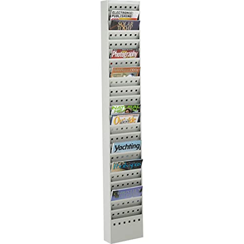 Safco Products 4322GR Steel Magazine Rack, 23 Pocket, Light Gray,65.5"x10"x4"