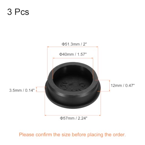 Image of MECCANIXITY 3pcs T-Shaped Silicone Plugs 51.3mm 2 Inch Dia Snap in Plug Hole Seal Cover Round Rubber Stopper for Kitchen Rubber Bulkheads Waterproof Sealing Plugs Black