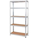 Scaffale con ripiani, in acciaio resistente di alta qualità, senza bulloni, 1500 mm x 700 mm x 300 mm