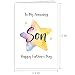 Supoeguk Sweet Star Father's Day Card for Son, Cute Fathers Day Card from Mom Dad, Happy Father's Day to My Amazing Son