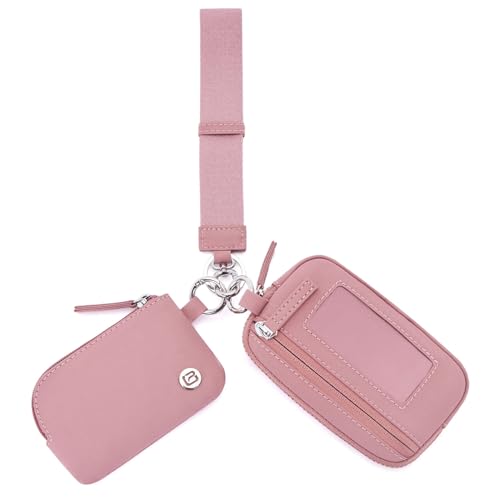 POIUGOYA Nylon Wristlet Wallets, Dual Pouch Keychain Wristlet Wallet, RFID Small Wallet With Coin Pouch,ID Window For Travel