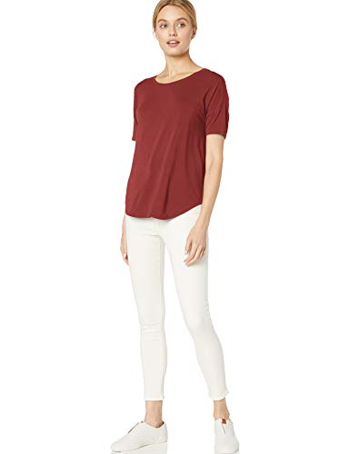 Daily Ritual Women's Jersey Relaxed-Fit Short-Sleeve Drop-Shoulder Scoopneck T-Shirt, Brick Red, Large #TOP1