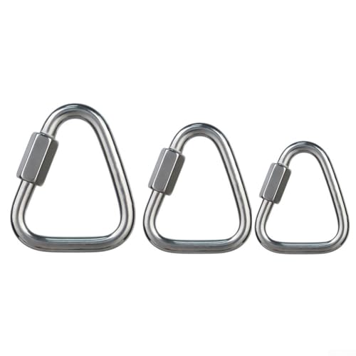 Gdfnmogo Tamaño Plus con opciones de triángulo, bloqueo de acero inoxidable, 12 kn-60 kn, resistencia a la escalada para mosquetón, espeleología, operaciones de rescate, acero, 6 mm/8 mm/10 mm (6 mm)