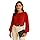 Blusa Tricot Manga Longa Transpassada (BR, Alfa, Único, Regular, Vermelho)