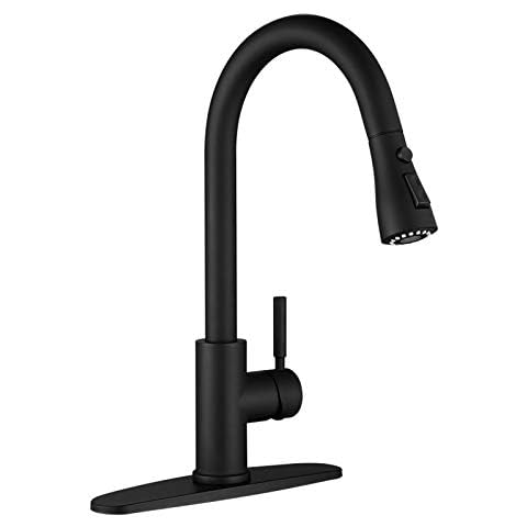 WEWE Black Kitchen Faucet with Pull Down Sprayer Cover