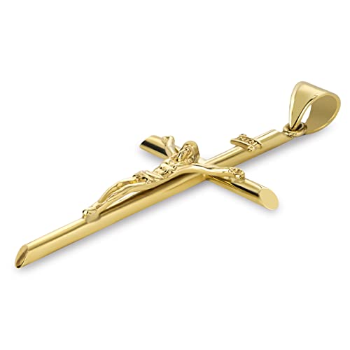 18K Solid Gold Crucifix Men's Pendant Necklace2