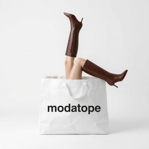 Modatope Knee High Boots for Women Fall Pointed Toe Kitten Heel Brown Boots by Modatope - Used condition - Image 5