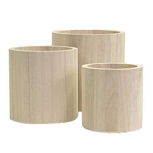Artemio 14001928 Vases Ronds à Décorer en Bois, Beige, 13 x 13 x 13 cm
