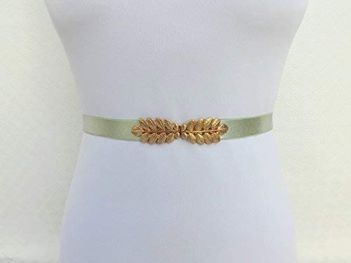 Mint Green Elastic Gold Grecian Leaf Waist Belt2