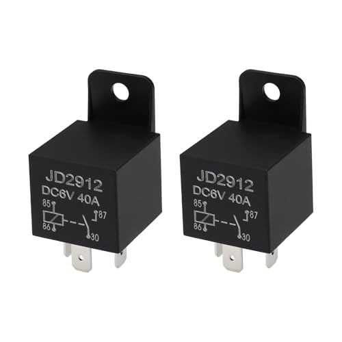 Be In Your Mind 2 relés automotrices de 4 pines, 6 V, 40 A, 51,8 x 28 mm, relé automotriz de 4 contactos, aplicable a circuitos de vehículos, controles remotos de radio, sistemas de alarma