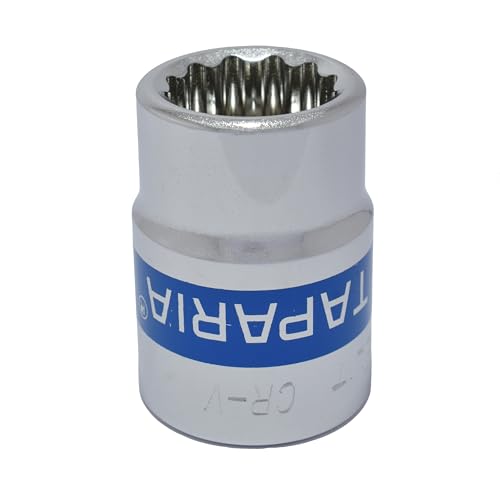 Image of TAPARIA Socket made of Chrome Vanadium Steel 6 Point Deep /Long Socket (Silver), C22 of 3 /4 inch (19mm) Square drive size, Suitable for Automobile, Industrial, Fabrication, Professional & Home Use