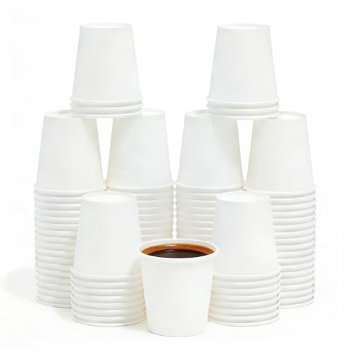 WhalePassing Espresso to Go Cups 200 Count Disposable Paper Cups Travel Cups 4oz Paper Cups White