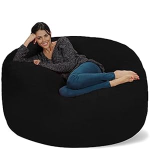 Chill Sack Bean Bag Chair: Giant 5′ Memory Foam Furniture Bean Bag – Big Sofa with Soft Micro Fiber Cover – Onyx Black