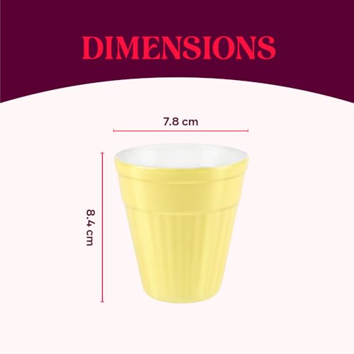 Image of Larah by BOROSIL 200ml 6pc Sun Yellow Tea /Coffee Opalware Kulhad Set | Microwave & Dishwasher Safe | Bone-Ash Free | Crockery Set Ideal for Daily Use & Gifting | Multicolor (Yellow)