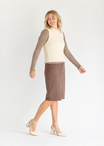 Inherit Remi Denim Midi Skirt Stretchy True Fit Skirts for Women - Brownstone - 8 - Length 292