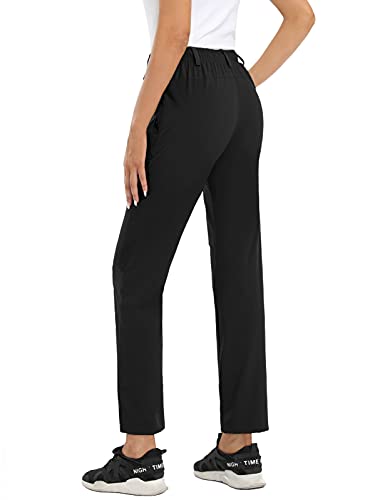 Safort Women's Hiking Cargo Pants 30'' 34'' Waterproof Lightweight Joggers Quick Dry Upf 50+ For Camping Travel Zipper Pockets, 34 Inseam, Black, S #TOP3
