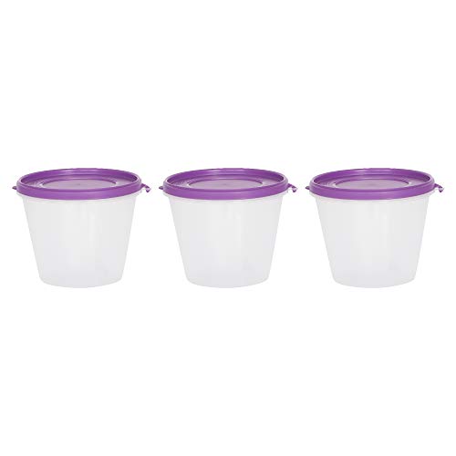 Image of Cutting EDGE Nesterware 1000ml Stackable Food Container (Set of 3, Purple) | BPA-free plastic, stackable design, leak-proof, kitchen storage, pantry, fridge, meal prep, reusable, travel use